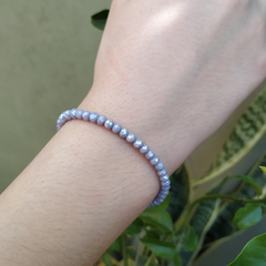 Pulsera de cristales gris plateado