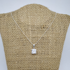 Plata 925 Dije zircon cuadrado (no incluye cadena)