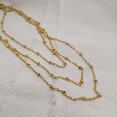 Cadena espejito con bolitas acero dorado - comprar online