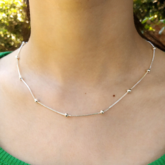 Collar veneciana con esferas acero blanco