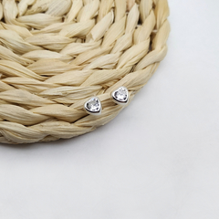 Plata 925 aros corazón cubic blanco