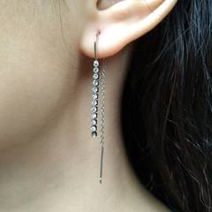 Aros strass y cadenita colgantes