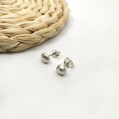 Plata 925 Aros media esfera esmerilado 6mm - comprar online