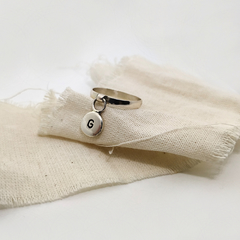 Plata 925 Anillo con inicial colgante personalizado