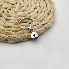 Plata 925 Anillo con inicial colgante personalizado - Jazmines