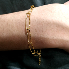 Pulsera facetada brillante acero dorado