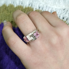 Plata 925 Anillo cubics rosa Mod17