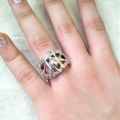 Plata 925 Anillo Gilda calado con oro