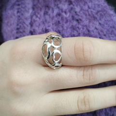 Plata 925 Anillo corazones calados Mod49