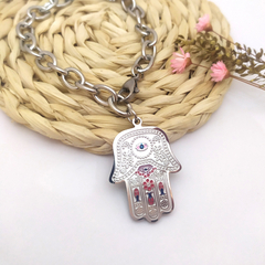 Pulsera con mano de fatima esmaltada - comprar online