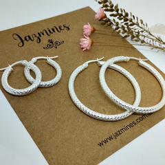 Argollas facetadas tubo acero blanco - comprar online