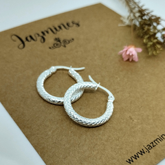 Argollas facetadas tubo acero blanco - Jazmines
