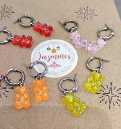 Argollas con osito Yummy brillos - Jazmines