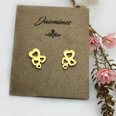 Aros corazones calados acero dorado