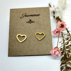 Aros corazón calado acero dorado
