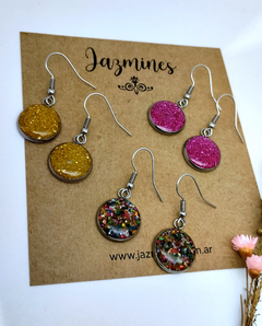 Aros medalla Glitter colgantes