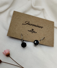 Aros cristal 6mm con brisura negro