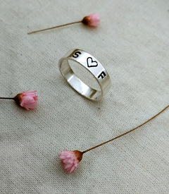Plata 925 Anillo cinta con grabado artesanal
