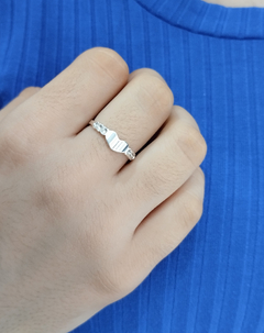 Anillo corazón con cubics acero blanco