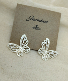 Aros Mariposa brillante acero blanco - comprar online