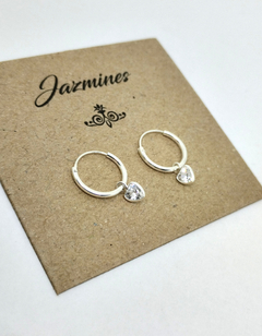 Plata 925 argollitas con corazón cubic