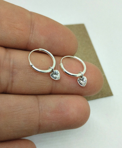 Plata 925 argollitas con corazón cubic - comprar online