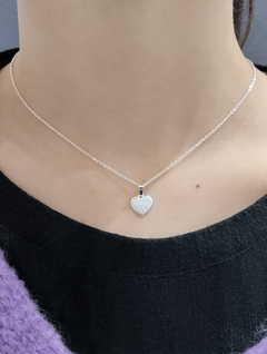 Collar Corazón brillante acero blanco