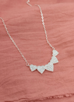 Collar centro corazones brillantes acero blanco - comprar online