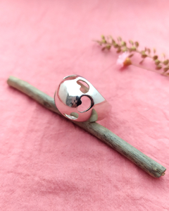 Plata 925 Anillo Esfera con corazones calados