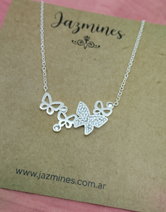 Collar centro mariposas acero blanco - comprar online