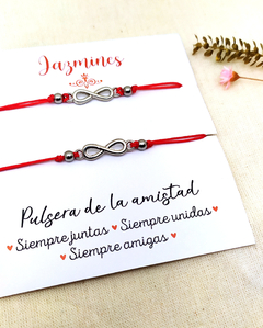 Par de pulseras hilo mini infinito para compartir en internet
