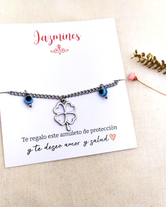 Pulsera Trébol y ojos turcos - comprar online