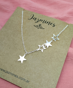 Collar irregular estrellas acero blanco