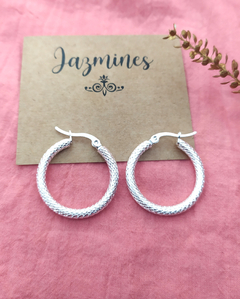 Argollas facetadas tubo acero blanco