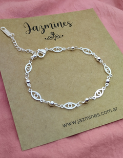 Pulsera ojos acero blanco