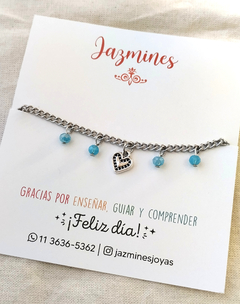 Pulsera corazón y cristales