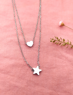 Collar doble Corazón y Estrella - comprar online