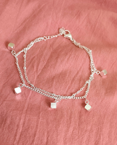 Pulsera doble cubos acero blanco