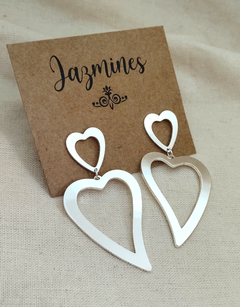 Aros corazón irregular acero blanco