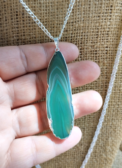 Dije chapa ágata verde con baño de plata (no incluye cadena)