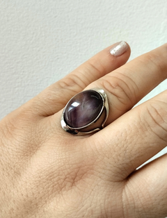 Anillo amatista oval regulable alpaca