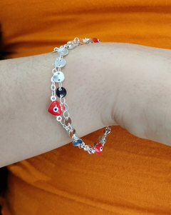 Pulsera ojitos turcos esmaltados doble acero blanco