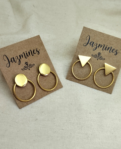 Aros circulo con formita acero dorado