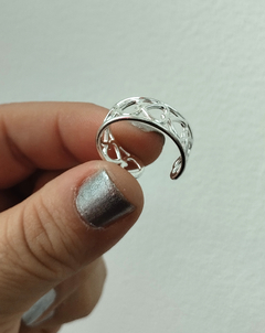 Anillo corazones calados acero blanco abierto - comprar online