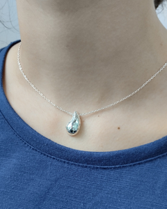 Collar gota con cubics acero blanco - comprar online