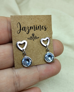 Aros corazón con cubic colgante - comprar online