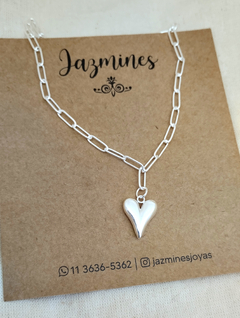 Collar corazón Paulina acero blanco