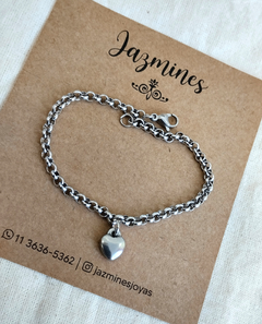 Pulsera roló con dije corazón bombé