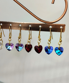 Aros corazón cristal colgantes acero dorado en internet