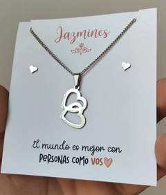 Conjunto corazones enlazados + aros corazón mini
